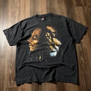 Bob Marley Lion Graphic T Shirt Zion Rootswear XL Black 2007 Vintage‎ Retro